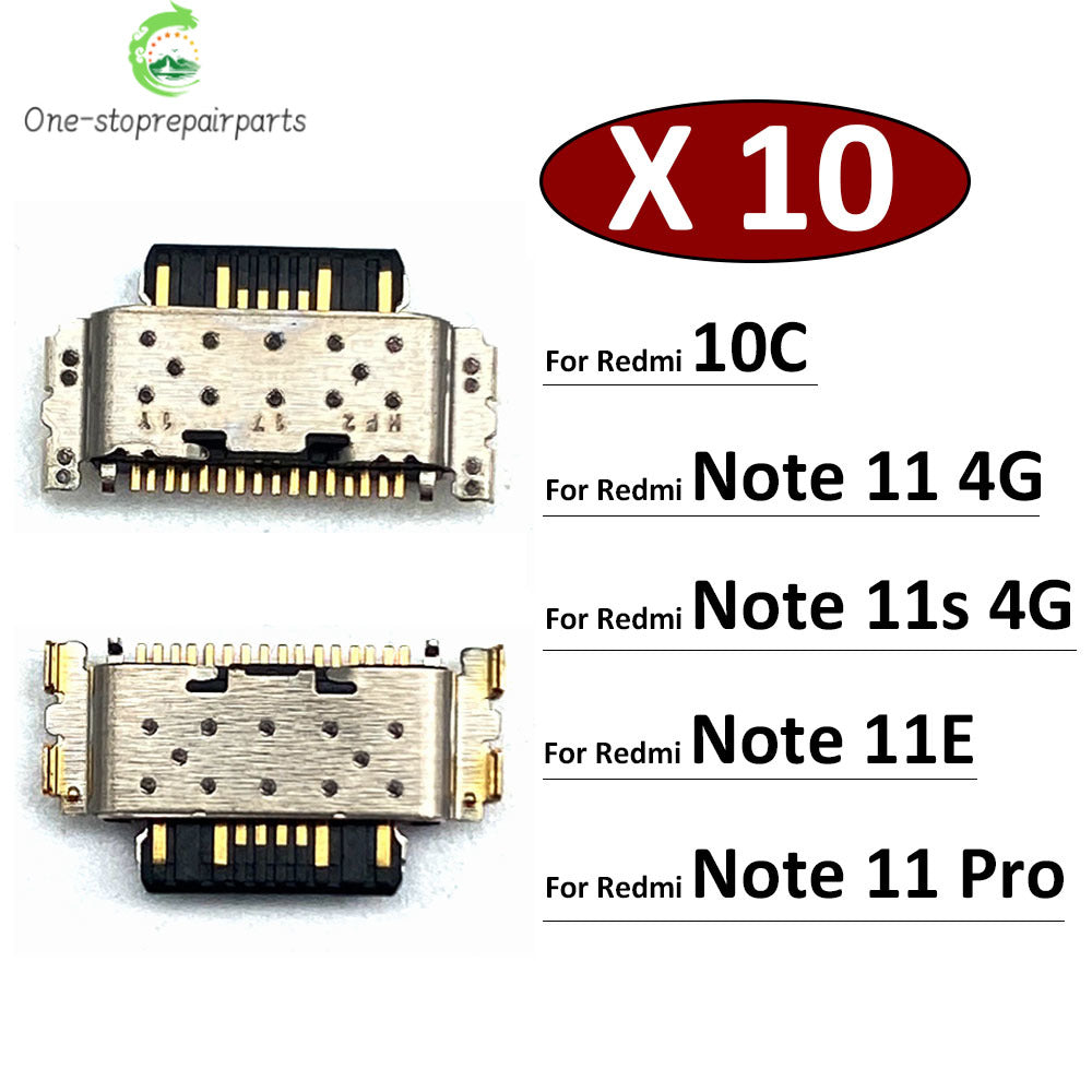 10Pcs, New For Xiaomi Redmi 10C / Note 11 11S 11E Pro USB Charging Port Connector Charge Jack Socket Plug Dock Xiaomi  Xiao mi phone repair parts