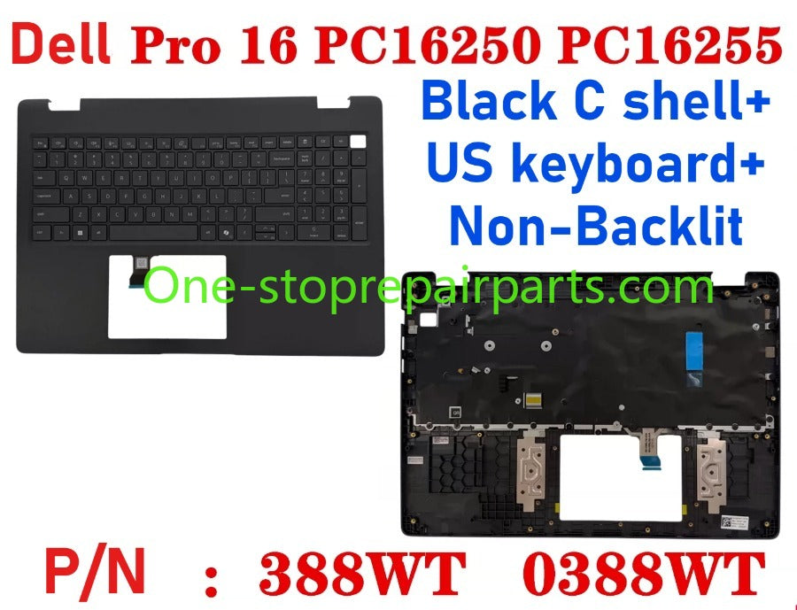 Cover case for Dell Pro 16 PC16250 PC16255 0D45TN 04TV1R 0FJ6FY 02XHM1 099TK0 02882N 0HNP7J 02XHM1 0GJX2F 0C8CKC 0964DF 0DR9PF 0HHMCK 0F9V30 0388WT 0H3K5C 0HR42X 01378G Lcd back housing bezel palmrest bottom lower cover hinge Dell laptop repair parts