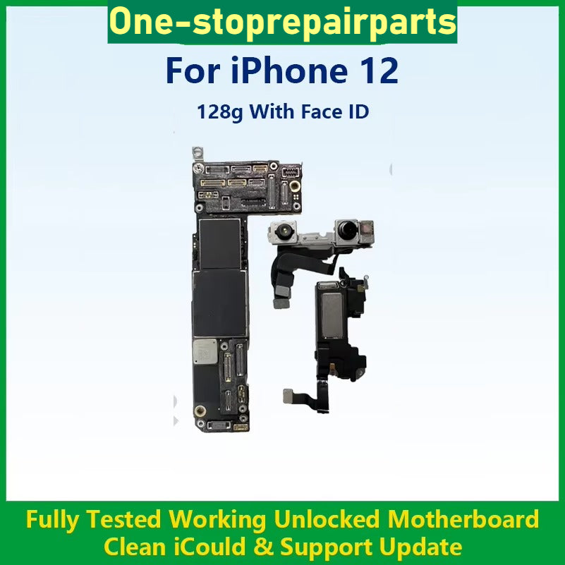 Fully Tested Working Well Motherboard For iPhone 12 Pro Max With/Without Face ID Cleaned iCloud And Support Update Logic Board iPhone phone repair parts