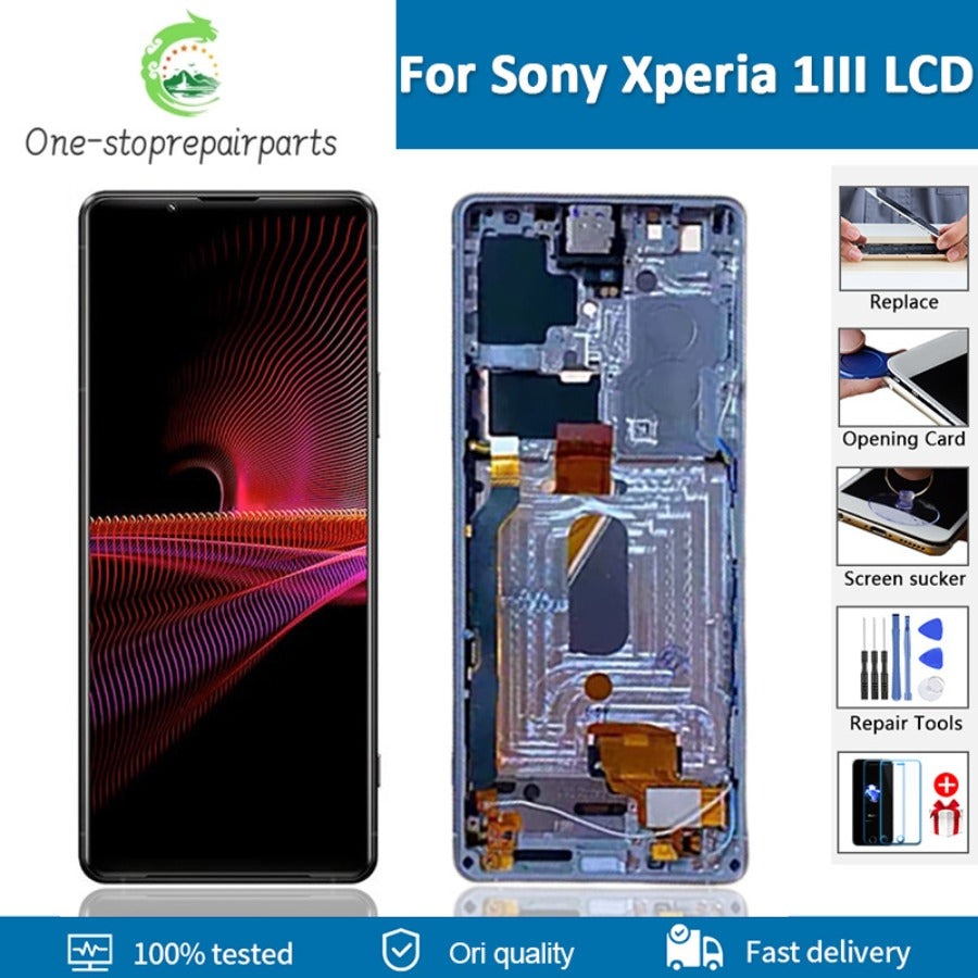Original 6.5" For Sony Xperia 1 III LCD Display Touch Screen Digitizer Assembly Replace For Sony x1III XQ-BC72 lcd with Frame Sony phone repair parts