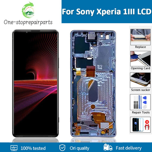 Original 6.5" For Sony Xperia 1 III LCD Display Touch Screen Digitizer Assembly Replace For Sony x1III XQ-BC72 lcd with Frame Sony phone repair parts