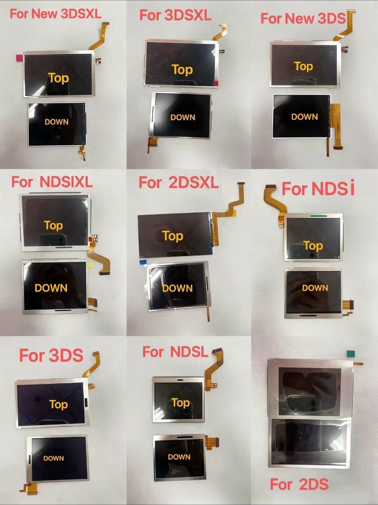 Top Upper or Bottom Lower LCD Display Screen for DS Lite For NDSL For NDSi For 3DS New 3DS XL LL For 2DS XL FOR NDS Game console repair parts