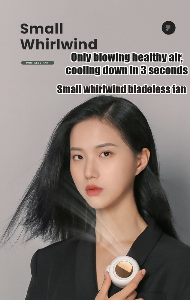 Built-in 60 Blades fan 3 Wind Speed Whirlwind Type-c charging mini fan Clamp fan 360° Rotation Clamp collar Hang around the waist Portable Hook rechargable Fan MF019