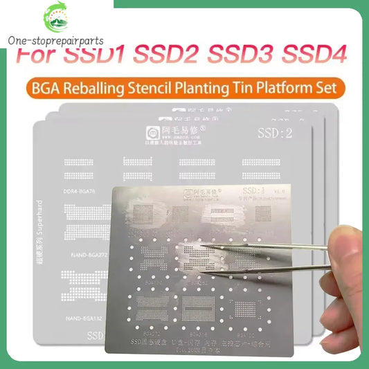 AMAOE BGA Reballing Stencil SSD 1/2/3/4 for Solid State U Disk Flash Memory BGA Stencil BGA Main Control 2246 Stencil Repair Professional Repair Tools