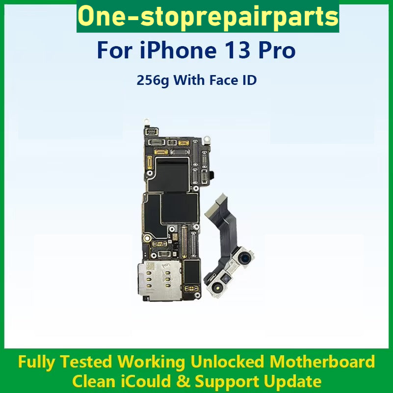 Fully Tested Authentic Motherboard For iPhone 13 Pro Max 128g/256g Unlocked Mainboard With Face ID Cleaned iCloud Fast Shipping iPhone phone repair parts