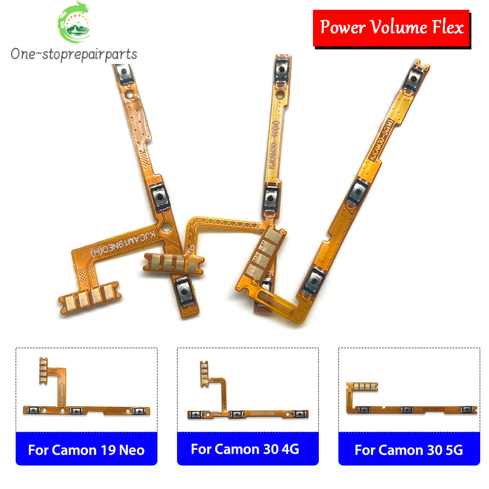 Power Switch On Off Button Volume Key Button Flex Cable For Tecno Camon 15 16 17 18 19 20 30 Pro Air Neo 4G 5G Tecno phone repair parts
