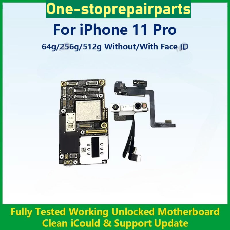 For iPhone 11 Pro With Face ID Unlocked Motherboard Cleaned iCloud Fully Tested Mainboard Compatible With 11 Pro Fast Shipping iPhone phone repair parts