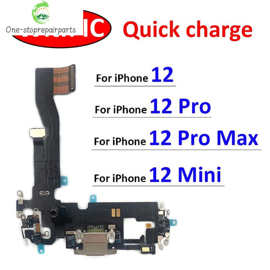 New USB Charging Port Charger Board Flex Cable For iPhone 12 Pro Max 12 mini Dock Plug Connector With Microphone iPhone phone repair parts