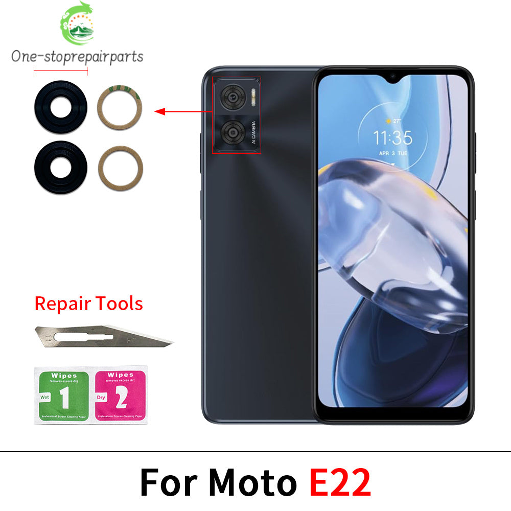 Back Rear Camera Glass Lens For Moto E4 E7 E6 E6s E5 E7i Plus Play Power E20 E30 E40 E22 E32 E13 E22i With Adhesive Motorola phone repair parts