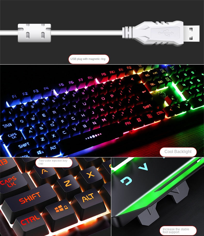 Accessories Game keyboard, mouse, earphones three-piece set, mechanical feel keyboard and mouse set