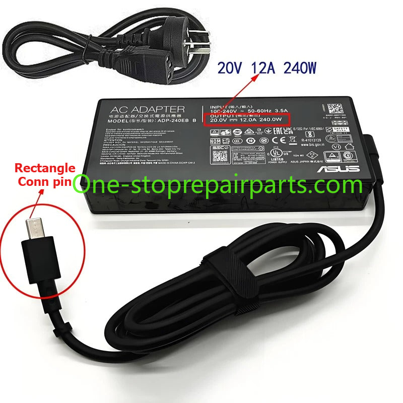 AC Power Adapter Charger for ASUS 100W 180W 200W 240W 280W Rectangle Conn ADP-240EB B A20-200P1A ADP-180TB K type CROG 14 16 Air ASUS ProArt PX13