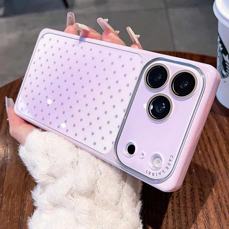 Square shell polka dot for iPhone 17promax mobile phone case The new iPhone16 seconds becomes larger Windows gradually change smudge women's case 15pro integrated lens film case Phone accessories