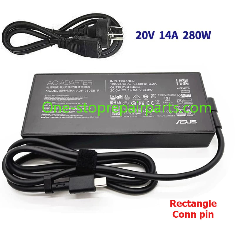 AC Power Adapter Charger for ASUS 100W 180W 200W 240W 280W Rectangle Conn ADP-240EB B A20-200P1A ADP-180TB K type CROG 14 16 Air ASUS ProArt PX13