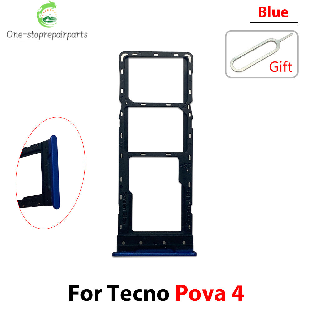 SIM Card Tray Slot Holder Adapter Accessories For Tecno Pop 5 6 7 Pova 2 3 4 5 Neo Pro Tecno phone repair parts