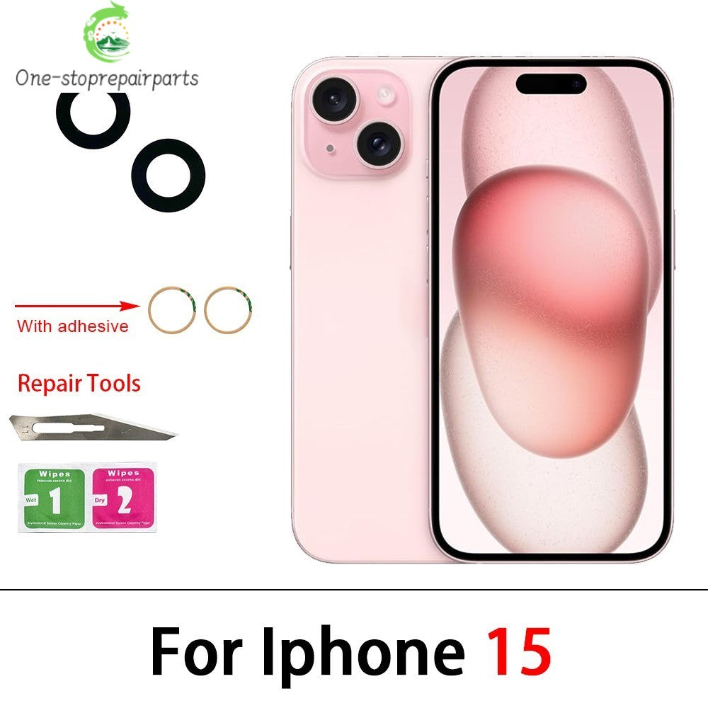 10Pcs, Camera Glass Lens Back Rear Camera Glass Lens For iPhone 11 12 13 14 15 16 17 Pro Max Plus Mini With Sticker Adhesive iPhone phone repair parts