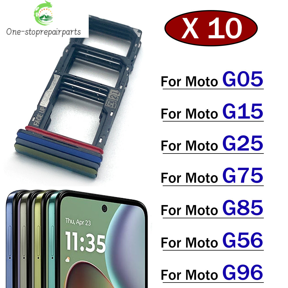 10Pcs/Lot, SIM Card Tray Slot Holder For Motorola Moto G05 G15 G25 G75 G85 G56 G96 Replacement Parts Motorola phone repair parts