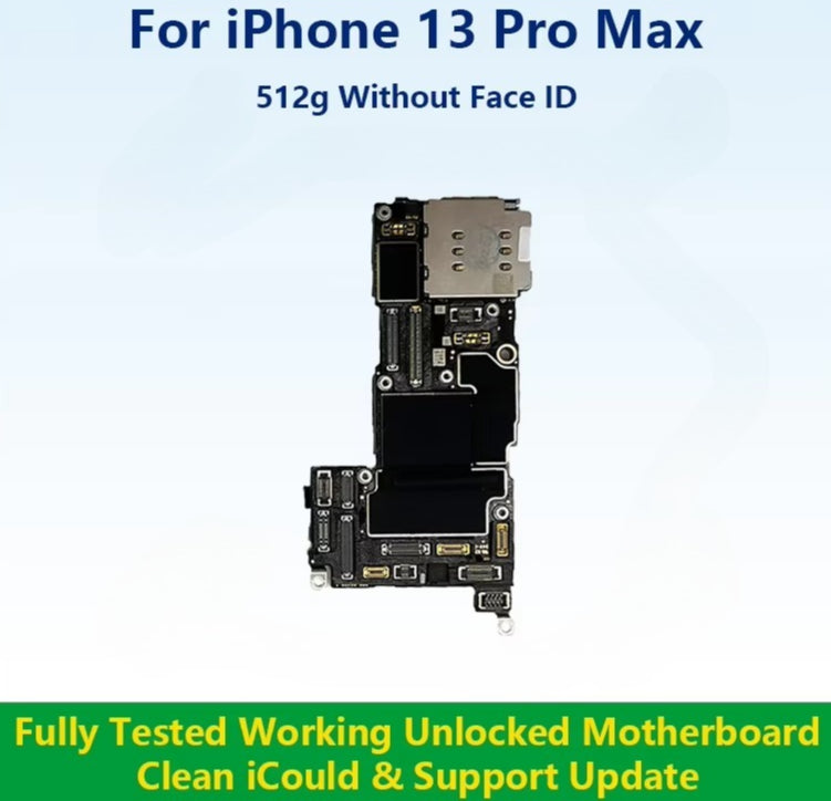 Fully Tested Authentic Motherboard For iPhone 13 Pro Max 128g/256g/512g Unlocked Mainboard With Face ID Cleaned iCloud iPhone phone repair parts