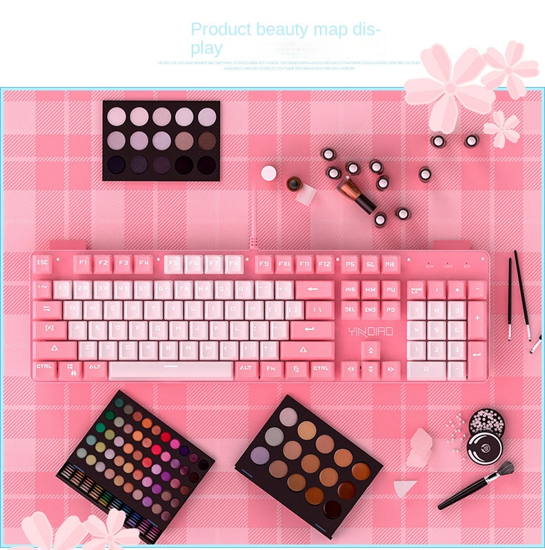 Accessories Mechanical Keyboard Girls Internet celebrities Girls Pink Blue Round Keys Games Punk Style