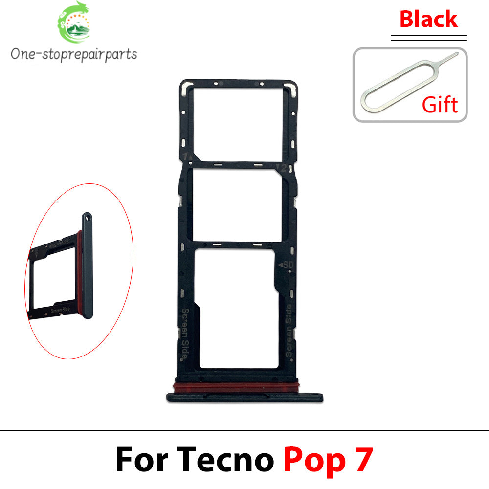 SIM Card Tray Slot Holder Adapter Accessories For Tecno Pop 5 6 7 Pova 2 3 4 5 Neo Pro Tecno phone repair parts