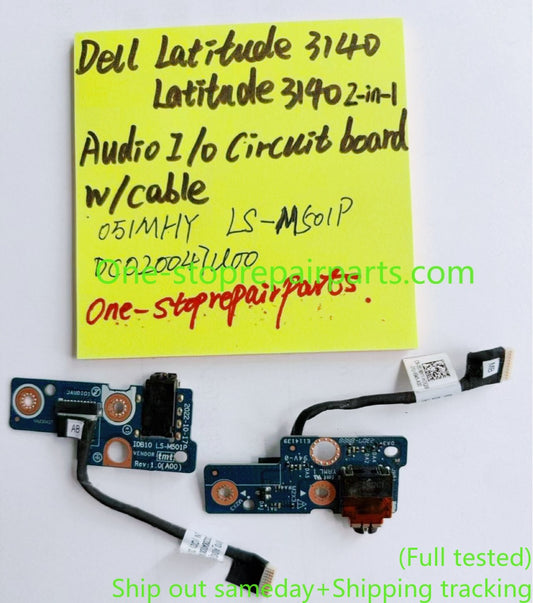51MHY Dell Latitude 3140 2-in-1 051MHY Right Side Circuit Board Head Phone Daughterboard Audio Port IO Circuit Board with Cable IDB10 LS-M501P IDB10_AUDIO_BOARD DC020047U00