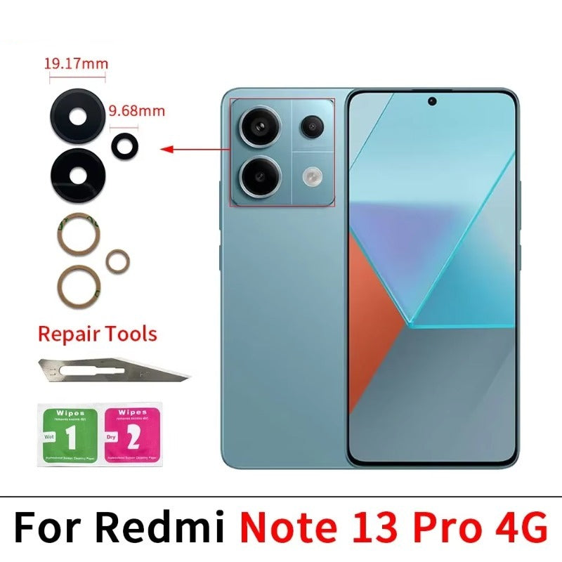 100Pcs, Back Rear Camera Glass Lens For Redmi Note 10 10s 11 12 13 Pro Plus 4G 5G With Adhesive Sticker Samsung phone repair parts