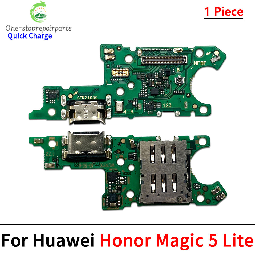 10Pcs, USB Charging Port Dock Charger Plug Connector Board Flex Cable For Huawei Honor 60 70 80 90 Pro Se Magic 4 5 6 Pro Lite Huawei phone repair parts