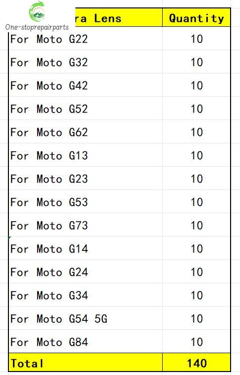 100Pcs, Back Rear Camera Glass Lens With Adhesive For Moto G22 G32 G42 G52 G62 G13 G23 G53 G73 G14 G24 G34 G54 G84 G04 G82 5G Motorola phone repair parts