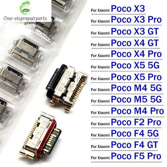 2Pcs, Type-C USB Charger Jack Connector socket Data charging port tail plug For Xiaomi Poco X3 X4 X5 M4 M5 F2 F4 F5 Pro GT 4G 5G  Xiaomi  Xiao mi phone repair parts