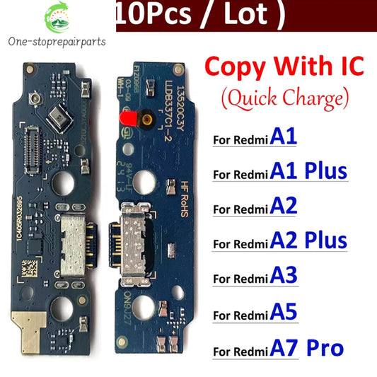 10Pcs/Lot,  Dock Connector Micro USB Charger Charging Port Flex Cable Microphone Board For Redmi A1 A2 A3 A5 Plus A7 Pro 4G Redmi phone repair parts