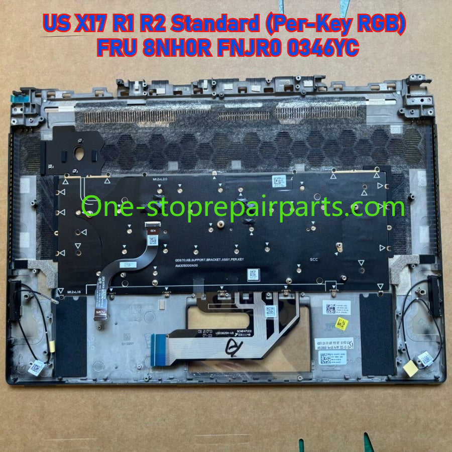 US Palmrest keyboard assembly for Dell Alienware  X17 R1 R2 Per-Key RGB Cherry MX Mechanical FNJR0 346YC 8NH0R  02PFRW 2PFRW 0718M9 upper case topcase keyboard assembly Dell Laptop repair parts