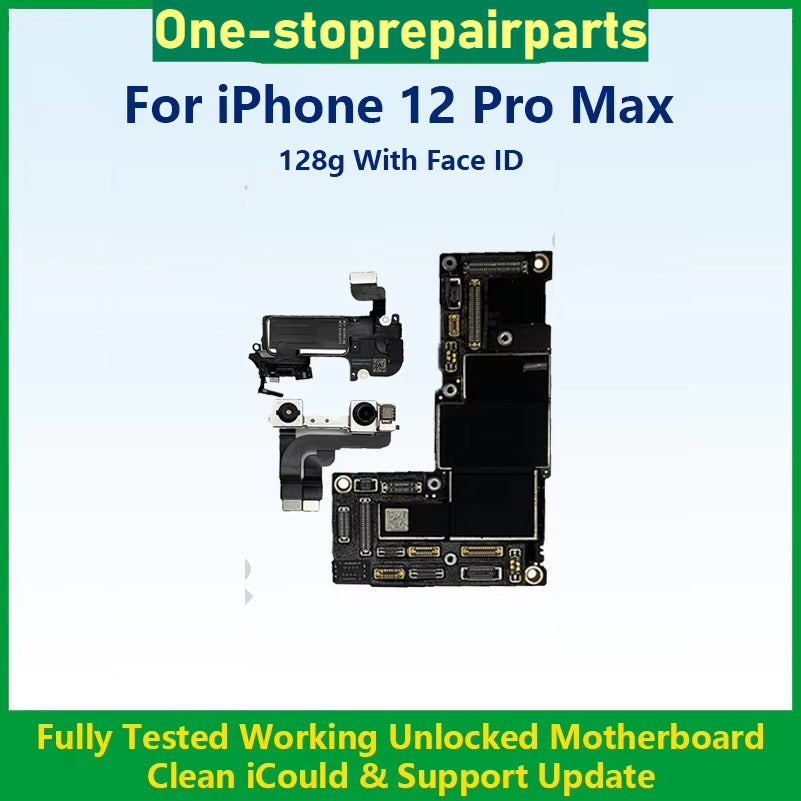 Fully Tested Working Well Motherboard For iPhone 12 Pro Max With/Without Face ID Cleaned iCloud And Support Update Logic Board iPhone phone repair parts