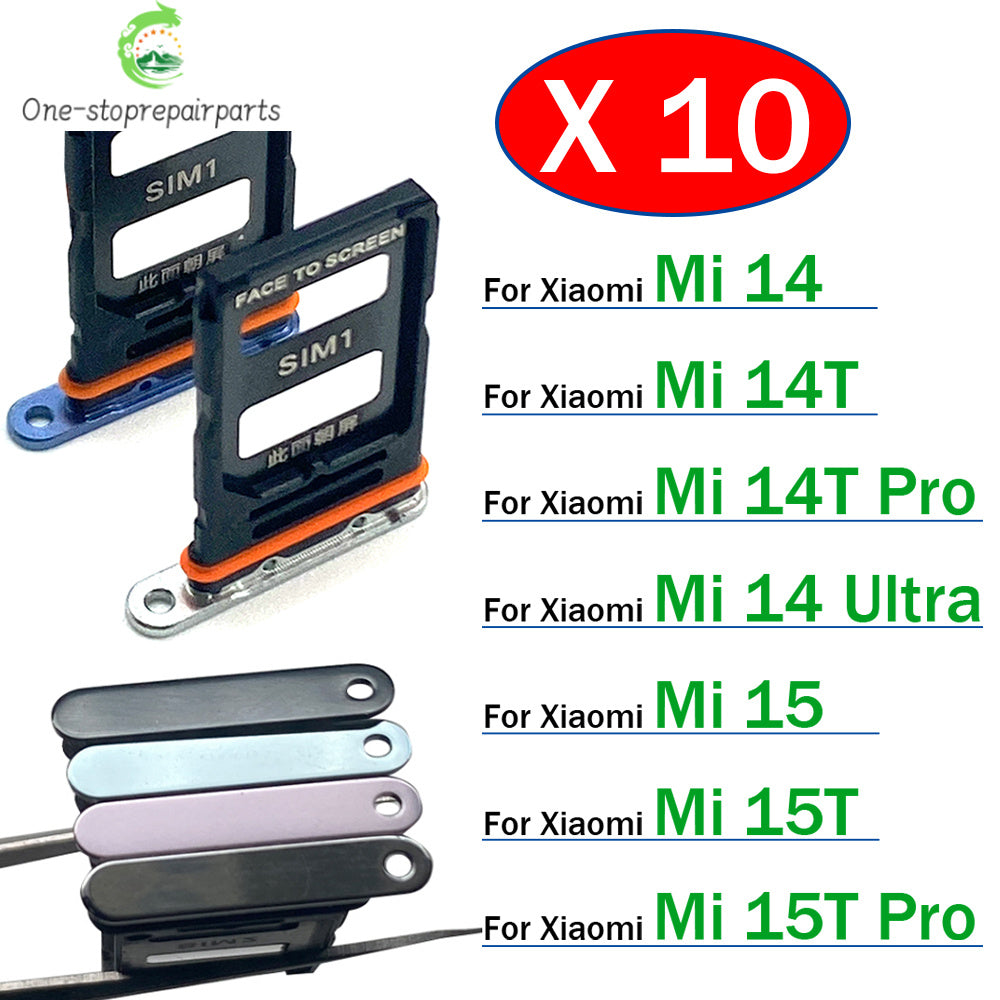 10Pcs/Lot, Micro Nano SIM Card Holder Tray Slot Holder Adapter Socket For Xiaomi Mi 14 14T 15 15T Pro Ultra  Xiaomi  Xiao mi phone repair parts
