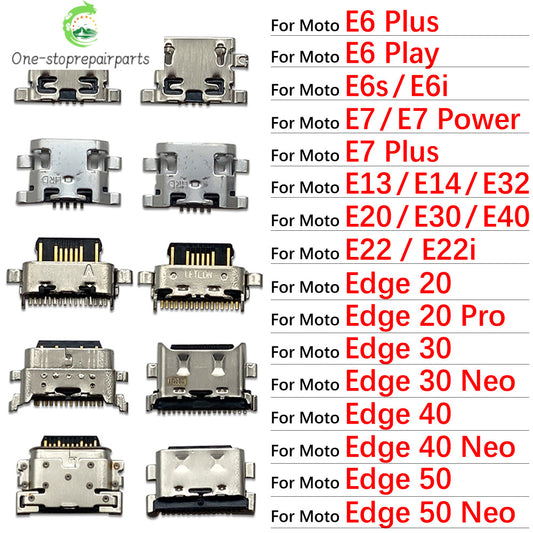 2Pcs, Charger USB Charging Port Dock Connector Socket For Moto Edge 20 30 40 50 Neo E6 E6s E7 E13 E14 E20 E30 E32 E22 Plus Play Motorola phone repair parts