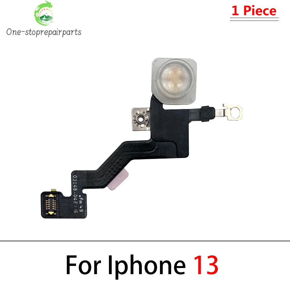 10Pcs, New For iPhone 12 13 14 15 Pro Max Mini Plus Flash Light Lamp Flex Cable LED Flashlight With Microphone iPhone phone repair parts