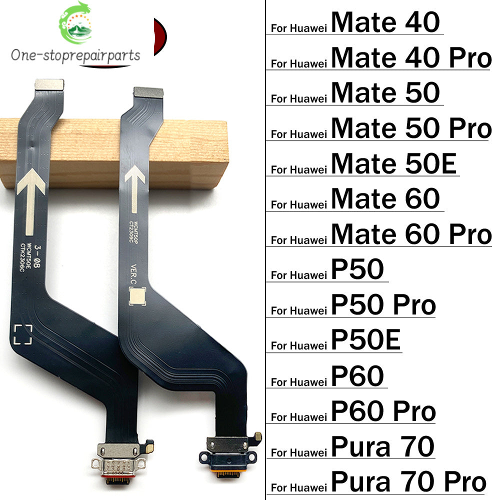 10Pcs, USB Charging Port Dock Charger Plug Connector Board Flex Cable For Huawei Mate 40 50 50E 60 Pro P50 P60 P50E Pura 70 Pro Huawei phone repair parts