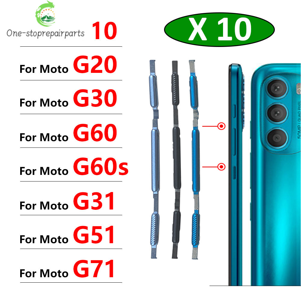 10Pcs/Lot, New For Motorola For Moto G10 G20 G30 G60 G60s G31 G71 G51 5G Power Volume Side Button Key Replacement Parts Motorola phone repair parts