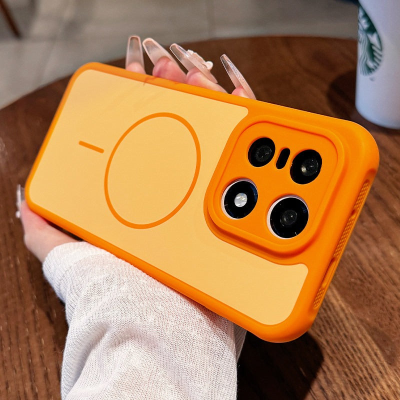 Contrasting color heat dissipation magnetic suction For OnePlus 15 mobile phone case New OnePlus 15T strong magnetic adsorption fine hole frame OnePlus side heat dissipation design Soft edge shell Phone Accessories