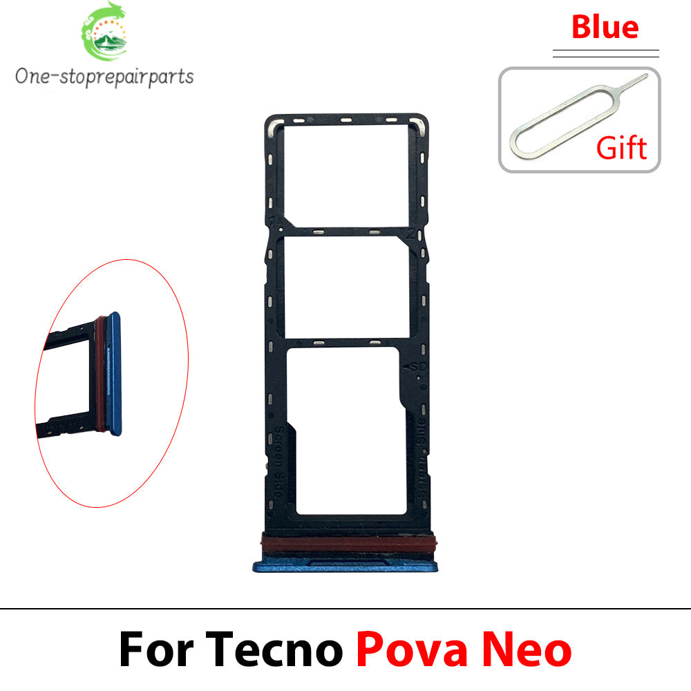SIM Card Tray Slot Holder Adapter Accessories For Tecno Pop 5 6 7 Pova 2 3 4 5 Neo Pro Tecno phone repair parts