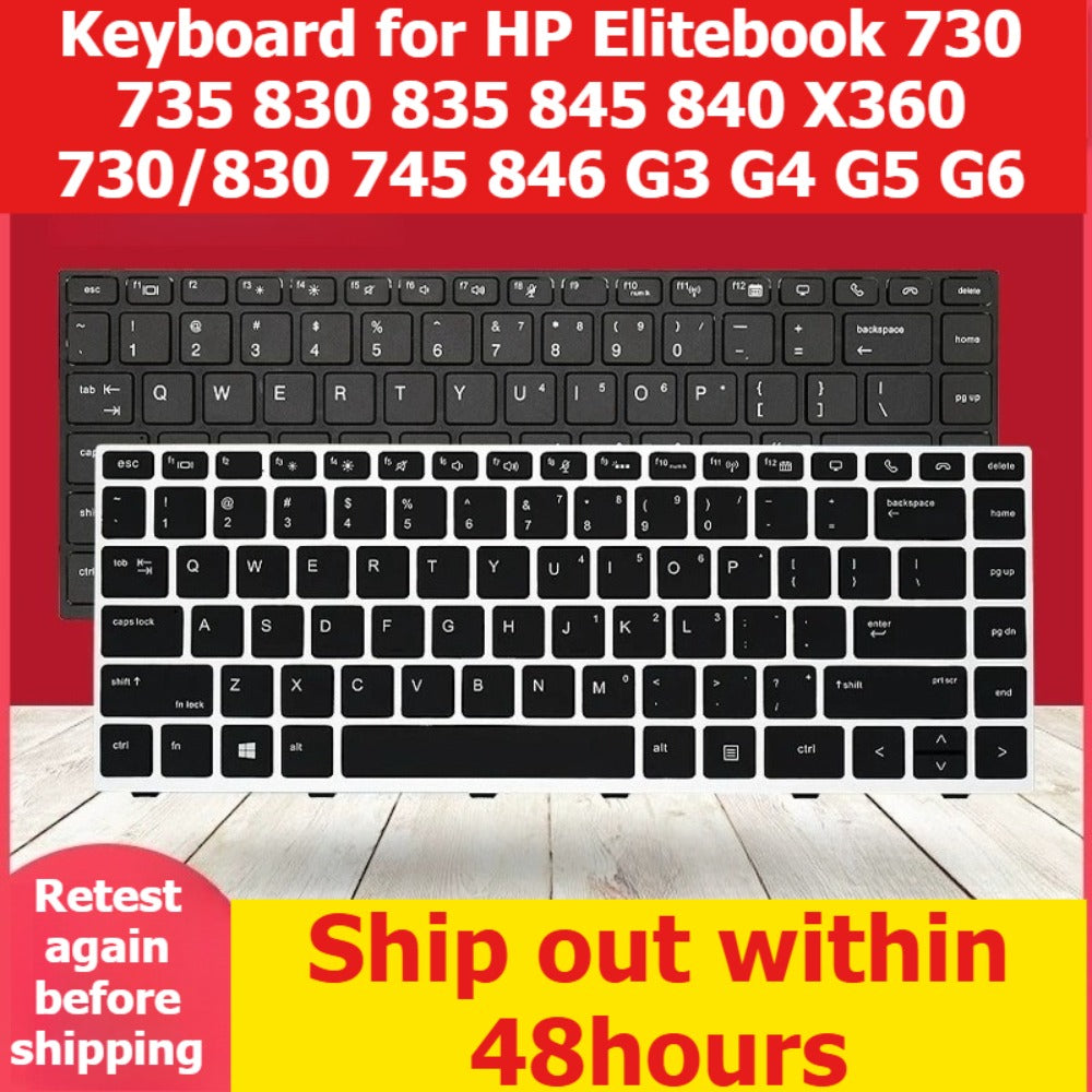 Keyboard for HP Elitebook 730 735 830 835 845 840 X360 730/830 745 846 G3 G4 G5 G6 silver black frame backlight trackpoint