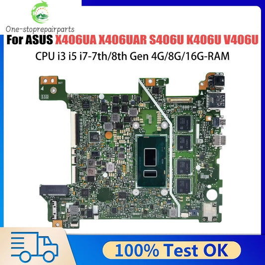 X406UA with I5 I7-8th Gen CPU 4GB/8GB-RAM Mainboard for ASUS VivoBook S406 S406U V406U X406U X406UA X406UAR Laptop Motherboard ASUS laptop repair parts
