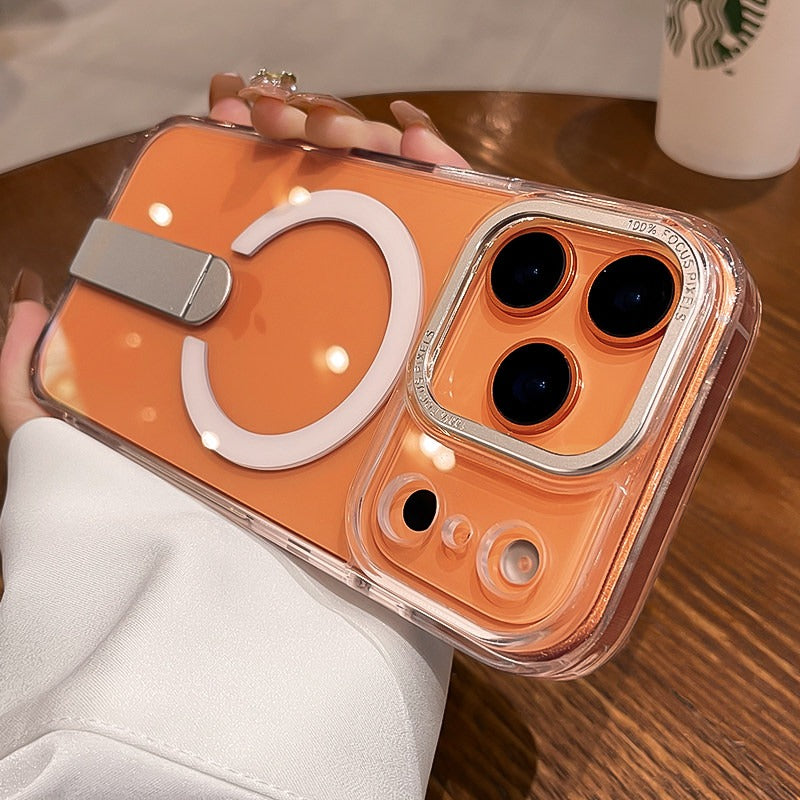 For iphone17promax mobile phone case women's iPhone 17pro new rotating bracket 15 transparent magnetic suction 14plus all-inclusive anti-drop 13 advanced 12p protective case ultra-thin Phone accessories
