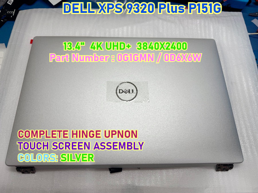 13.4" inch Dell XPS 9320 Plus LCD Touch Screen Assembly 07G0RW 09PG51 0VNRJ0 0YHWYD  029WPH 0VDDHK 0G1GMN 0D6X6W 0JXMV1 0XRYWH LP134WU1-SPB1 LP134WU1-SPA1 LQ134R1-SPB1 ATNA34XK04 LCD Screen Upper Half Kit Display Panel Dell laptop repair parts