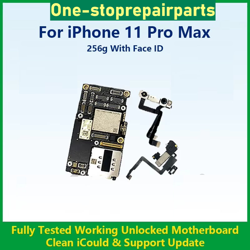 Fully Tested Authentic Motherboard For iPhone 11 Pro Max 64g/256g Unlocked Mainboard With Face ID Cleaned iCloud Fast Shipping iPhone phone repair parts