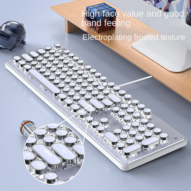 E-sports wired mechanical keyboard Metal key cap Mechanical shaft keyboard mouse headset Punk game keyboard mouse