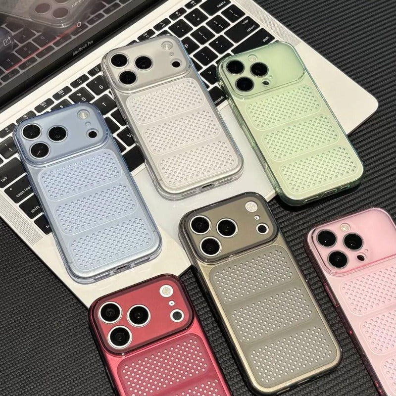 Honeycomb seconds become larger windows for iPhone 17promax seconds become 18pro same color mobile phone case iPhone16 ultra-thin soft case anti-drop 15pro ice through heat dissipation case Phone accessories