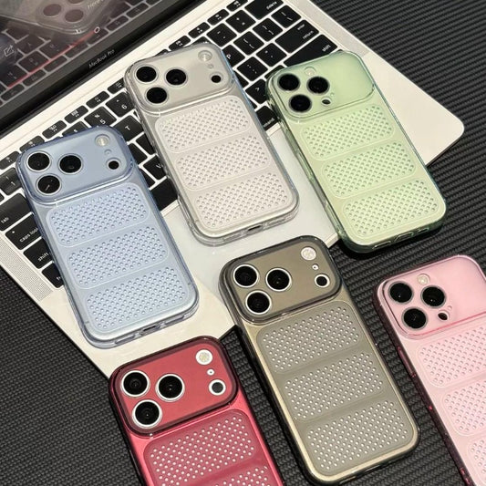 Honeycomb seconds become larger windows for iPhone 17promax seconds become 18pro same color mobile phone case iPhone16 ultra-thin soft case anti-drop 15pro ice through heat dissipation case Phone accessories