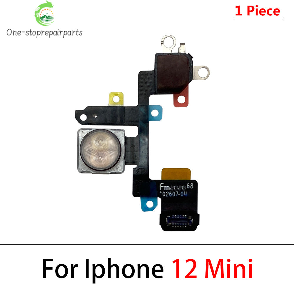 10Pcs, New For iPhone 12 13 14 15 Pro Max Mini Plus Flash Light Lamp Flex Cable LED Flashlight With Microphone iPhone phone repair parts