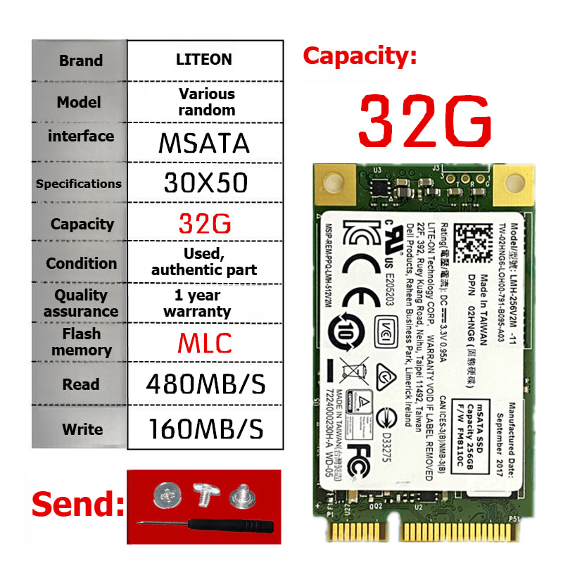 Laptop SSD for Samsung PM851 128G 256G 512G MSATA  TLC  MLC  64G 32G Toshiba Hynix Kingston Micron SanDisk solid state disk