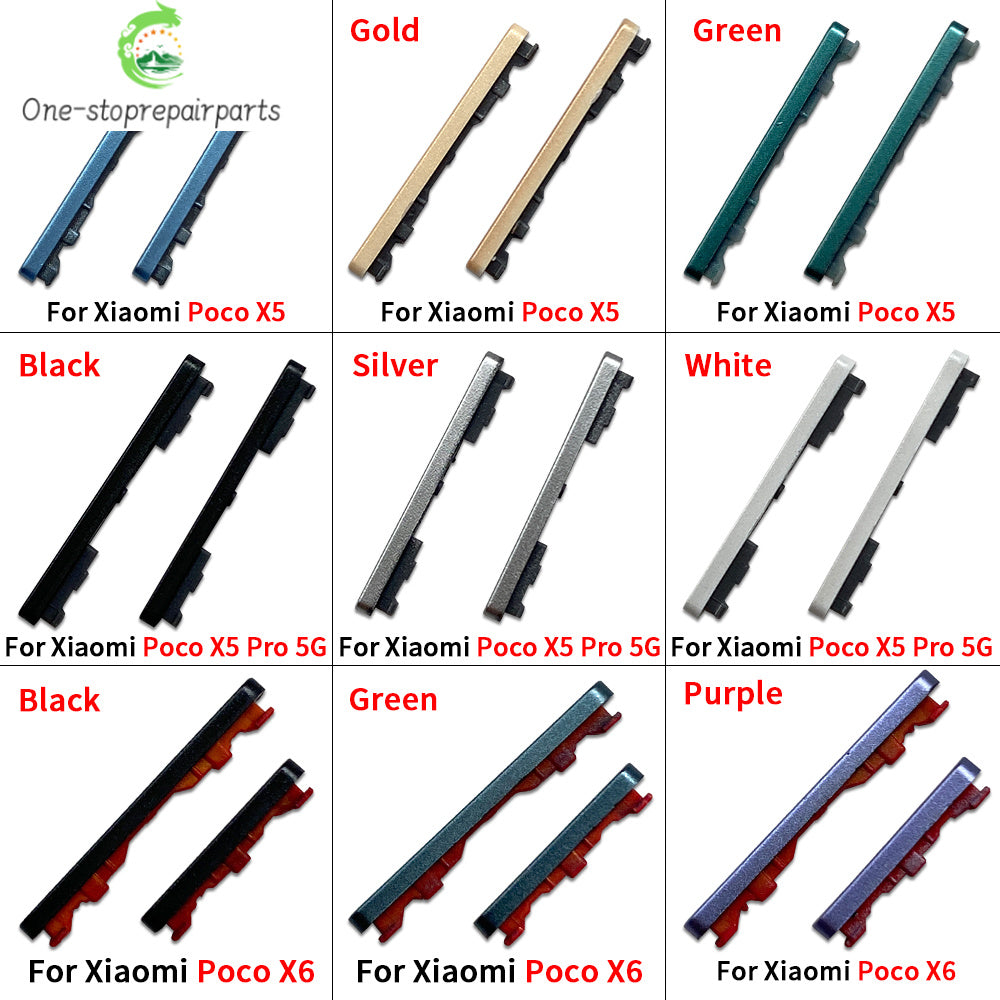 10Pcs/Lot, Side Keys Key Power and Volume Buttons For Xiaomi Poco X4 X5 X6 Pro 5G Replacement Parts  Xiaomi  Xiao mi phone repair parts