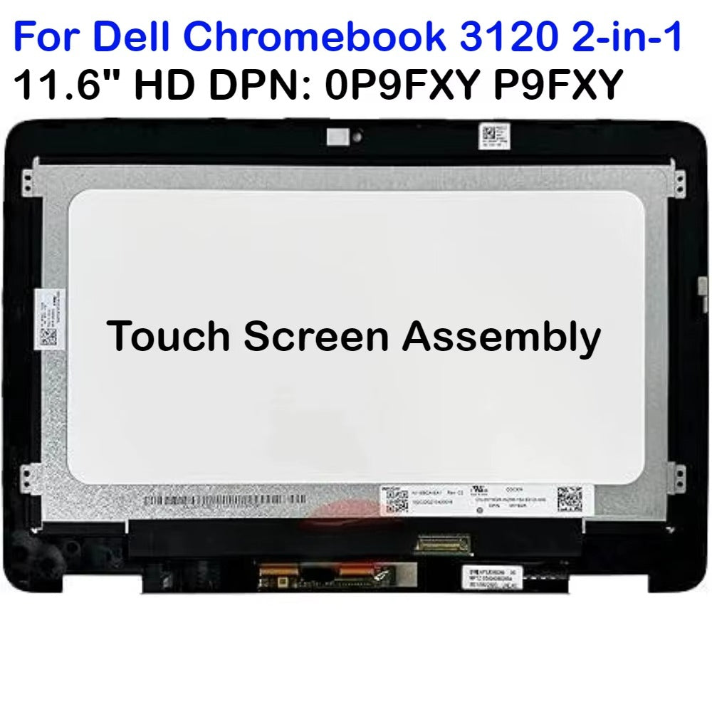 11.6" WXGA HD For Dell Chromebook 3120 2-in-1 0P9FXY P9FXY B116XAT02.2 RJXPT 7KKCG Touch Screen Assembly Digitizer LCD LED Display Panel Bezel with Frame New Dell laptop repair parts